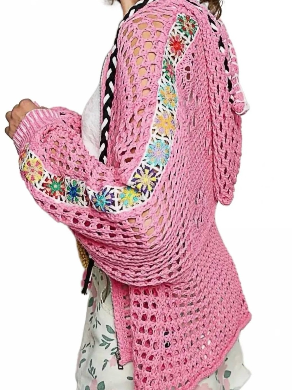 New POL Crochet Zip Front Cardigan Hoodie - Picture 3 of 9